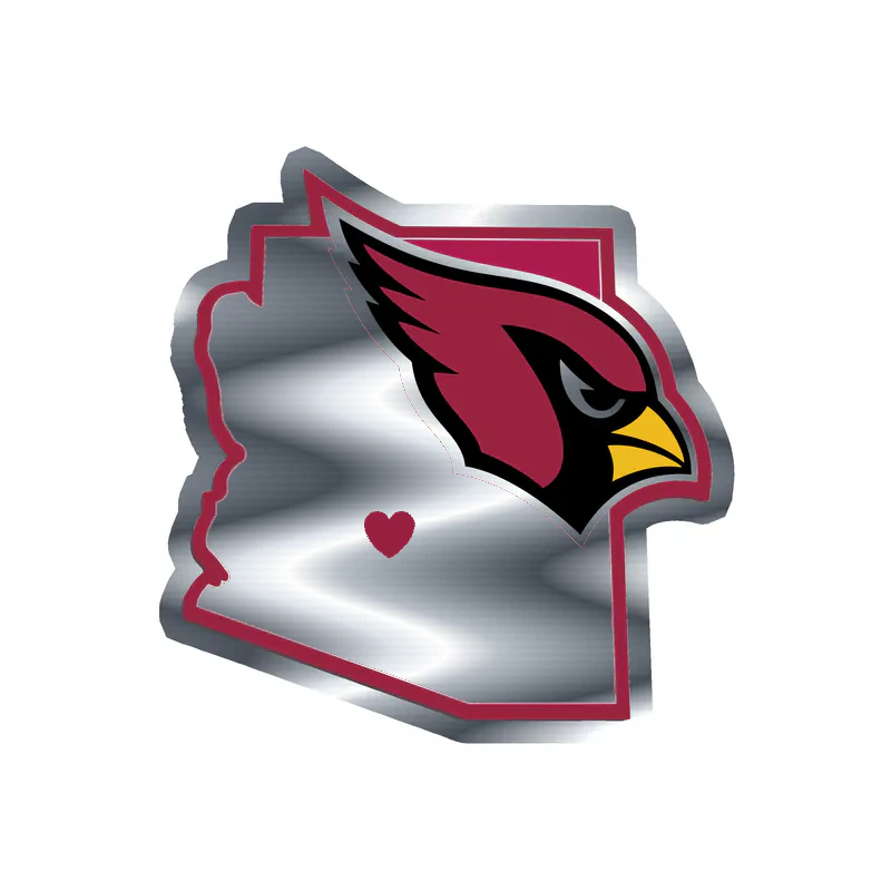 Arizona Cardinals - State - Silver Chrome Vinyl Sticker - Custom Size