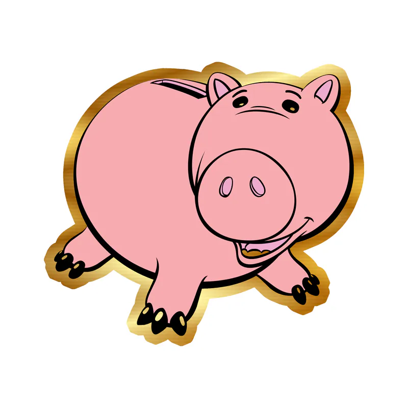 Toy Story Hamm Gold Chrome Vinyl Sticker - Custom Size