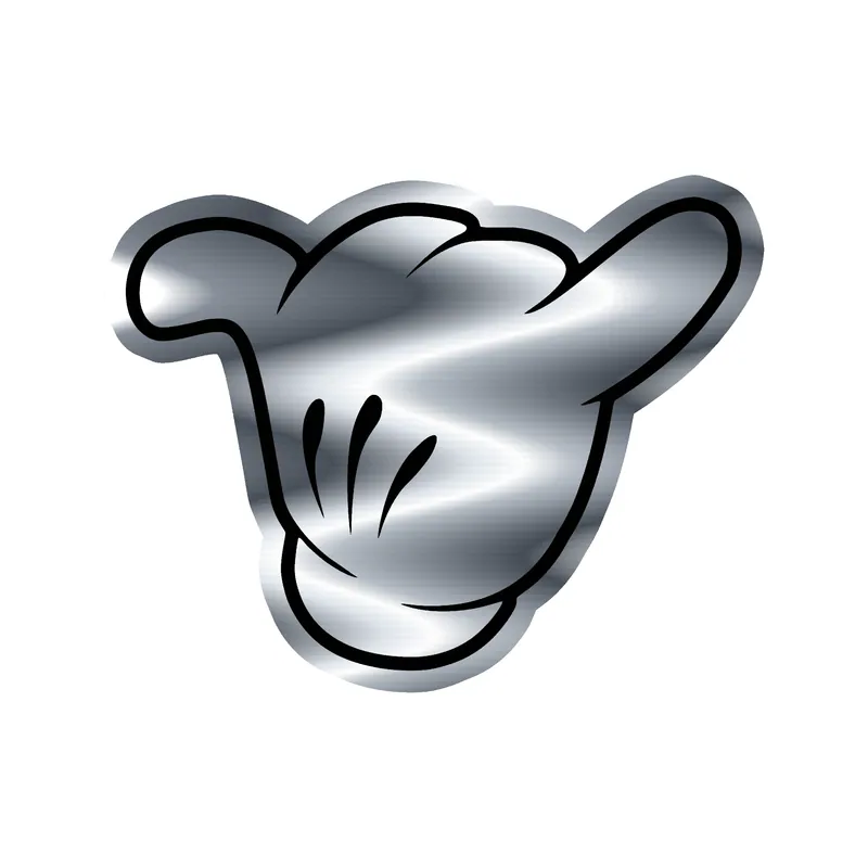 Mickey Mouse hang loose Silver Chrome Vinyl Decal - Custom Size