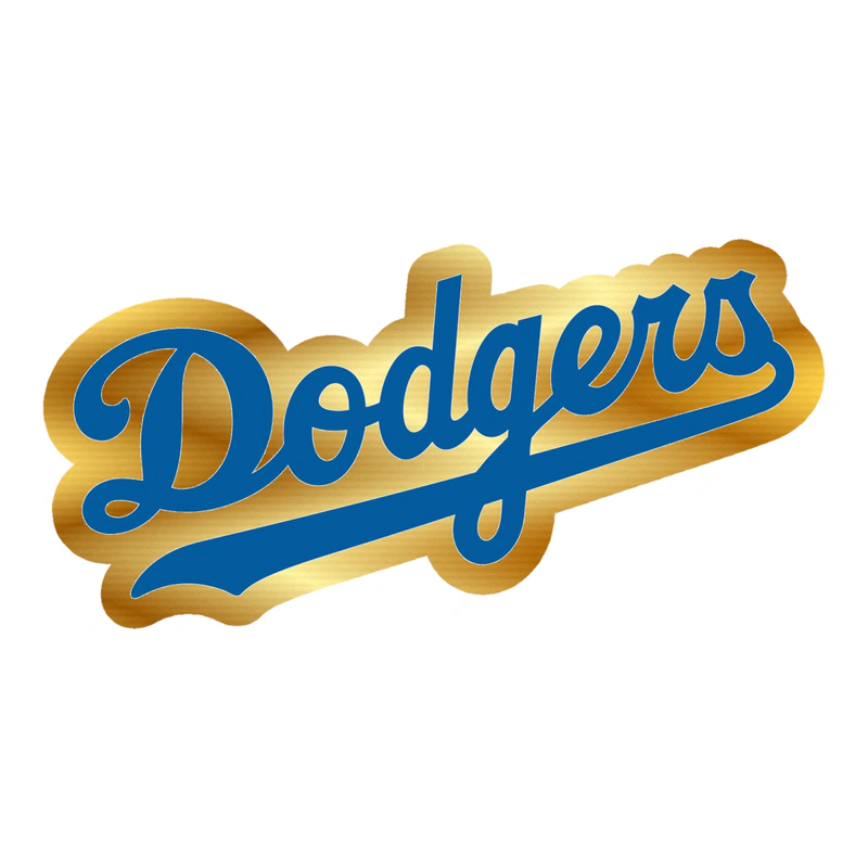 Los Angeles Dodgers - Cursive Dodgers - Gold Chrome Vinyl Sticker - Custom Size