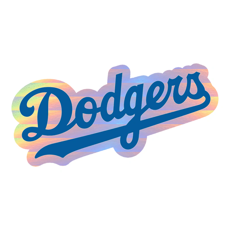 Los Angeles Dodgers - Cursive Dodgers - Holographic Vinyl Sticker - Custom Size