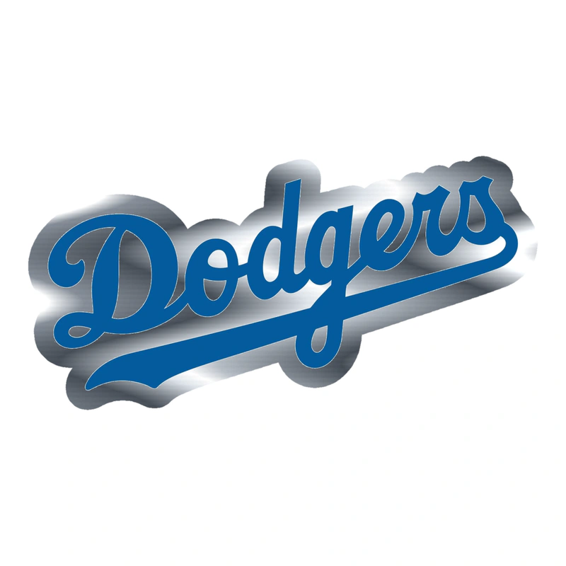 Los Angeles Dodgers - Cursive Dodgers - Silver Chrome Vinyl Sticker - Custom Size