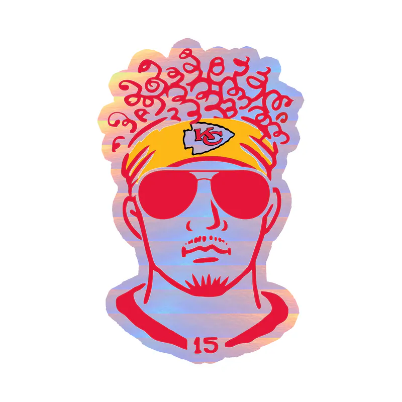 Kansas City Chiefs- Holographic Vinyl Sticker – Custom Size - Image 6