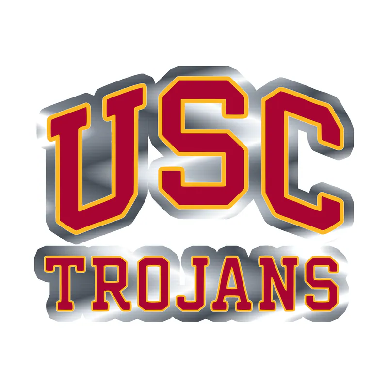 USC Trojans Silver Chrome Vinyl Sticker - Custom Size