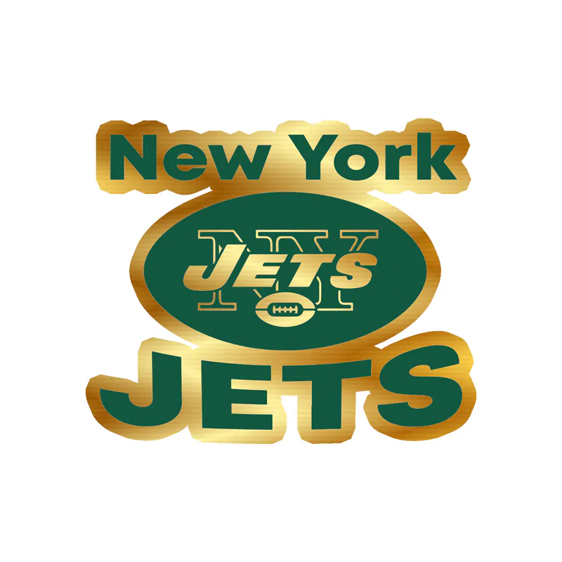New York Jets - Football With Name - Gold Chrome Vinyl Sticker - Custom Size