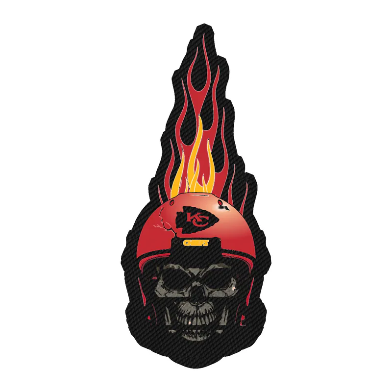 Kansas City Chiefs - Flame Skull- Carbon Fiber Vinyl Sticker – Custom Size