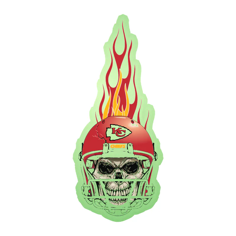 Kansas City Chiefs - Flame Skull- Glow in the Dark Vinyl Sticker – Custom Size