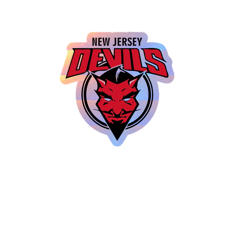 New Jersey Devils - Devil With Name On Top - Holographic Vinyl Sticker - Custom Size
