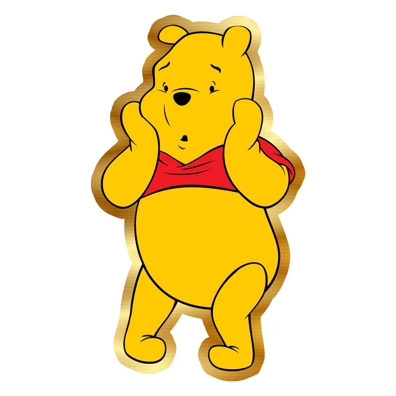 Winnie The Pooh - Gold Chrome Vinyl Sticker - Custom Size
