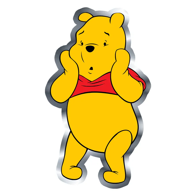 Winnie The Pooh - Silver Chrome Vinyl Sticker - Custom Size