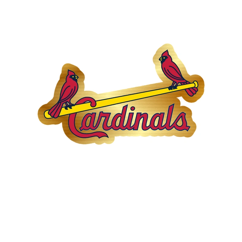 St. Louis Cardinals - 2 Birds With Cardinals - Gold Chrome Vinyl Sticker - Custom Size