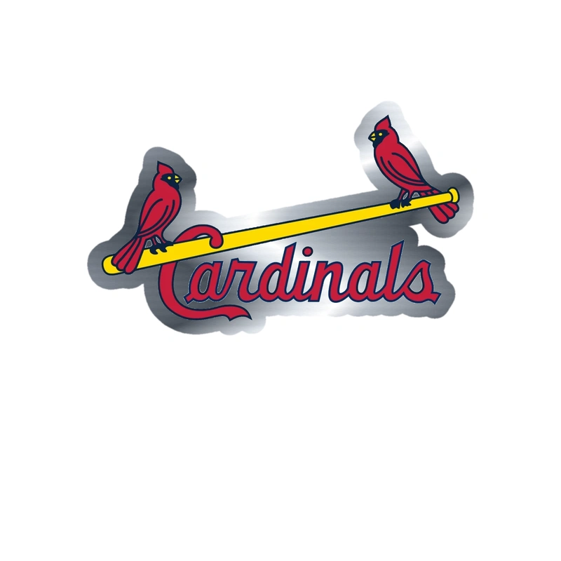 St. Louis Cardinals - 2 Birds With Cardinals - Silver Chrome Vinyl Sticker - Custom Size