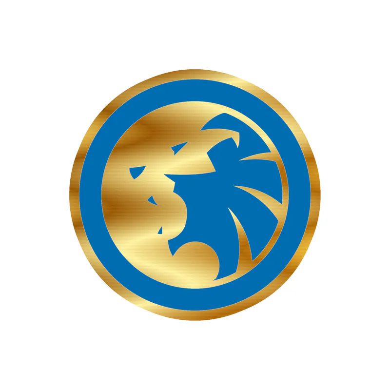 Detroit Lions - Circle With Lion In Middle - Gold Chrome Vinyl Sticker - Custom Size