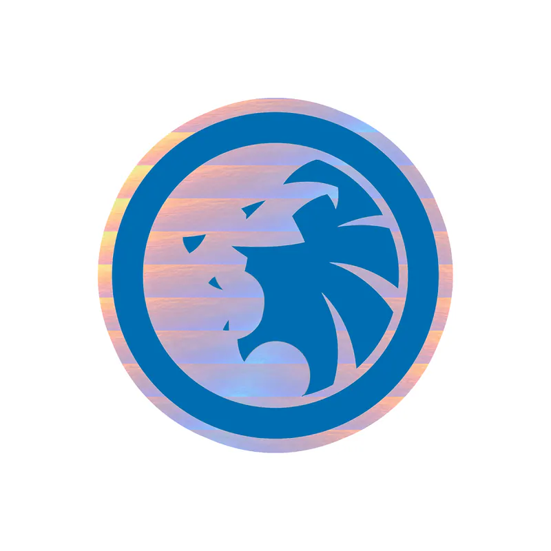 Detroit Lions - Circle With Lion In Middle - Holographic Vinyl Sticker - Custom Size