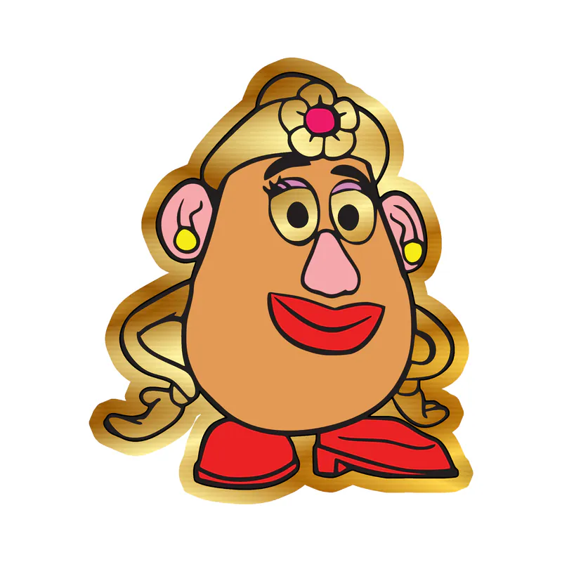 Toy Story Mrs. Potato Head Gold Chrome Vinyl Sticker - Custom Size