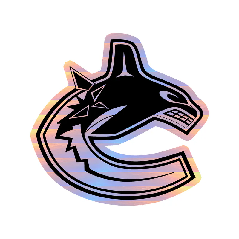 Vancouver Canucks - Black And White C- Holographic Vinyl Sticker - Custom Size