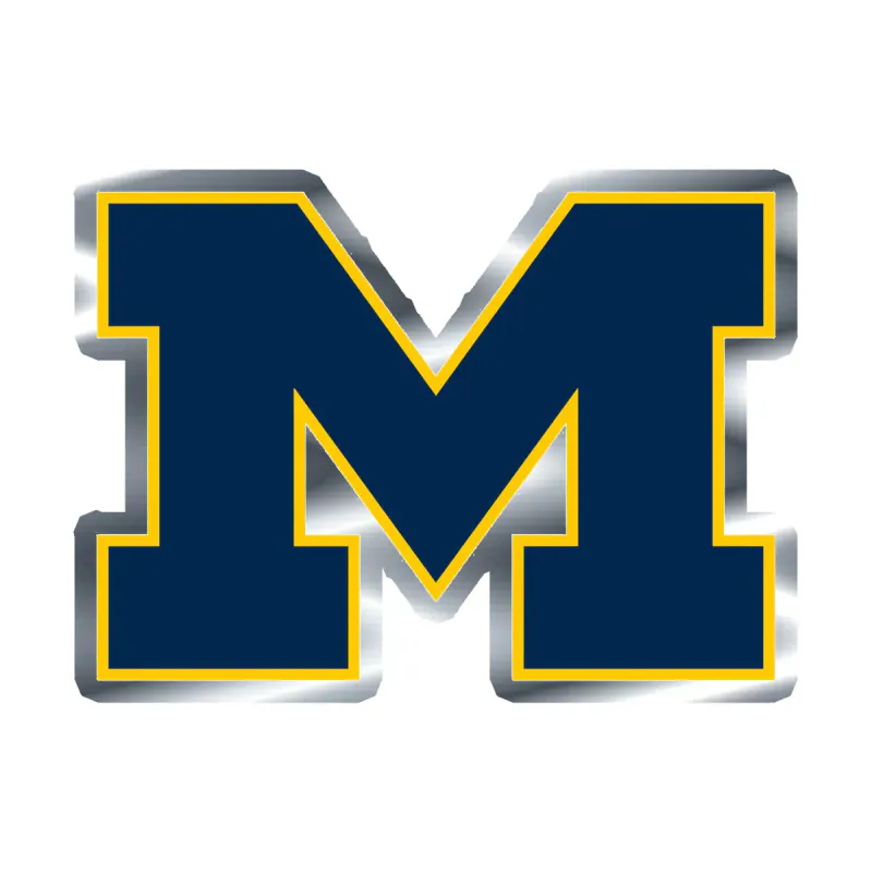 Michigan Wolverines - Image 1 - Silver Chrome Vinyl Decal - Custom Size