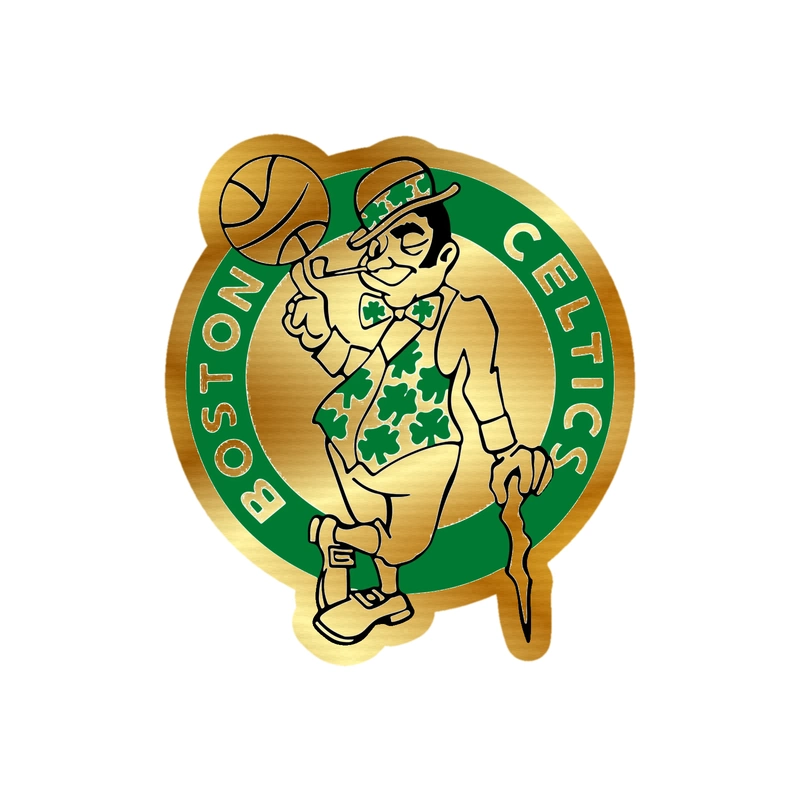 Boston Celtics - Green And White Circle With Leprechaun - Gold Chrome Vinyl Sticker - Custom Size