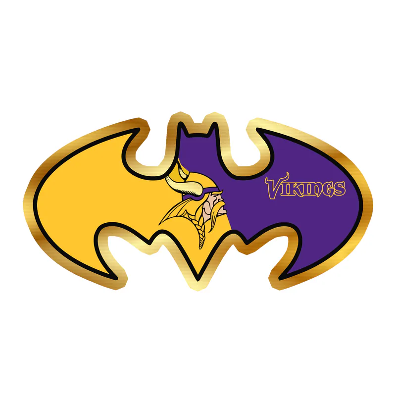 Minnesota Vikings - Batman - Gold Chrome Vinyl Sticker - Custom Size