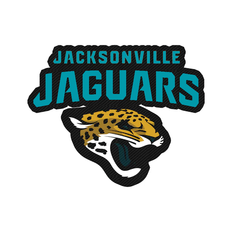 Jacksonville Jaguars - Jaguar With Name Above - Carbon Fiber Vinyl Sticker - Custom Size