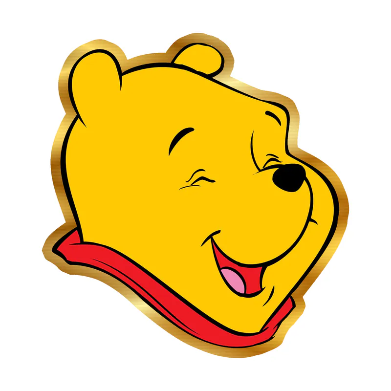 Winnie The Pooh - Gold Chrome Vinyl Sticker - Custom Size