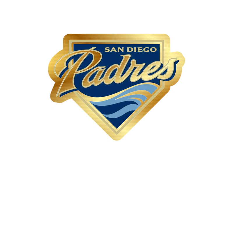 San Diego Padres - Plate With Name - Gold Chrome Vinyl Sticker - Custom Size