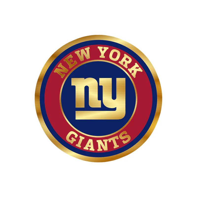 New York Giants - Dark Blue And Red Circle  - Gold Chrome Vinyl Sticker - Custom Size