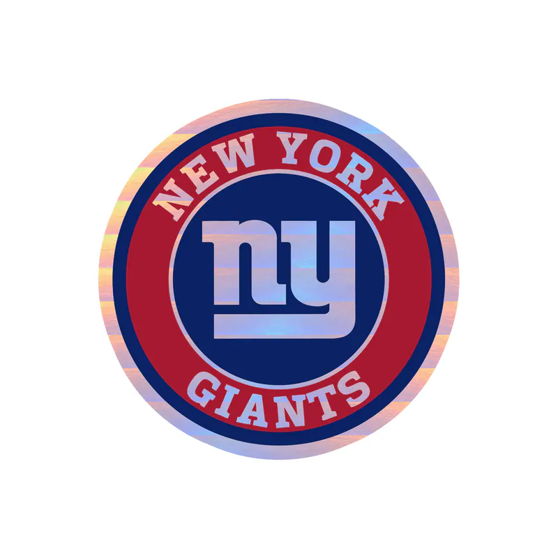 New York Giants - Dark Blue And Red Circle  - Holographic Vinyl Sticker - Custom Size