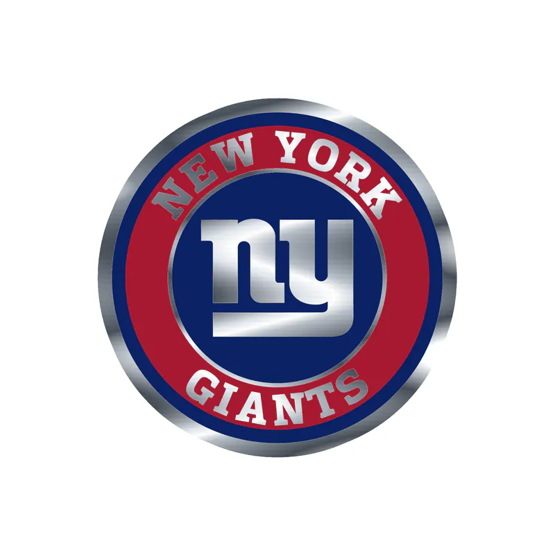 New York Giants - Dark Blue And Red Circle  - Silver Chrome Vinyl Sticker - Custom Size