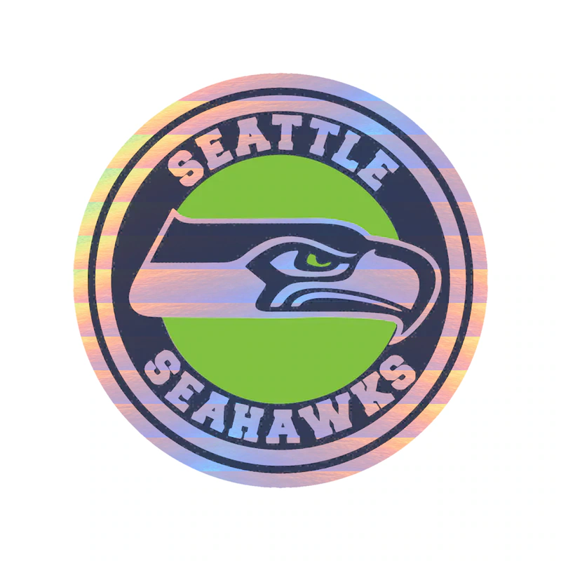 Seattle Seahawks - Blue And Green Circle - Holographic Vinyl Sticker - Custom Size