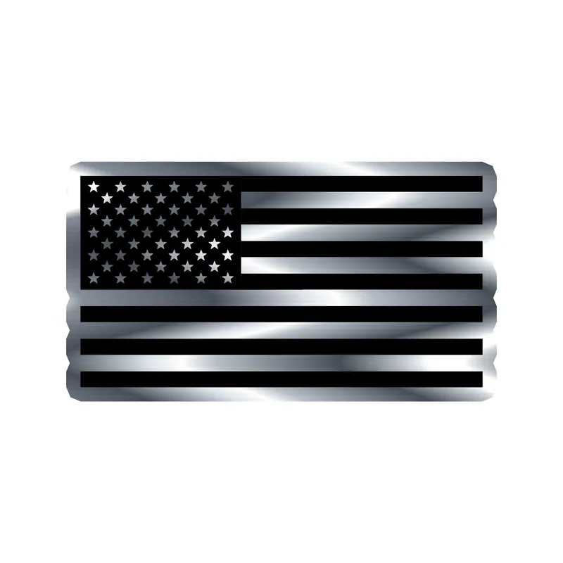 American Flag Silver Chrome Vinyl Decal - Custom Size
