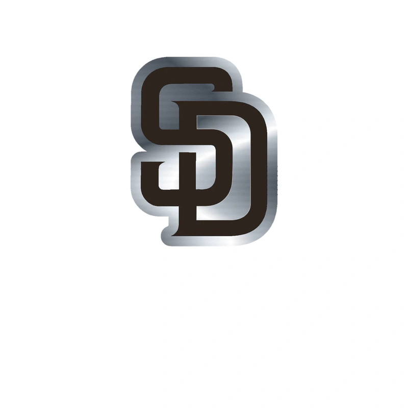 San Diego Padres - Brown SD - Silver Chrome Vinyl Sticker - Custom Size