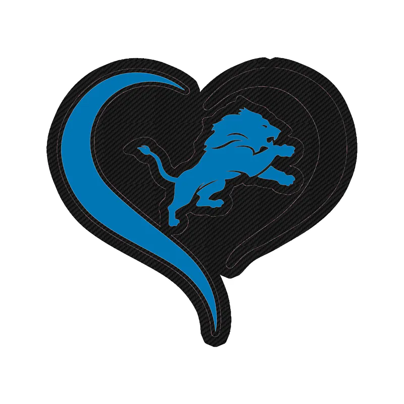 Detroit Lions - Heart - Carbon Fiber Vinyl Sticker - Custom Size