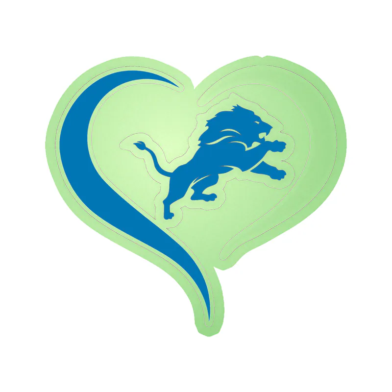 Detroit Lions - Heart - Glow in the Dark Vinyl Sticker - Custom Size