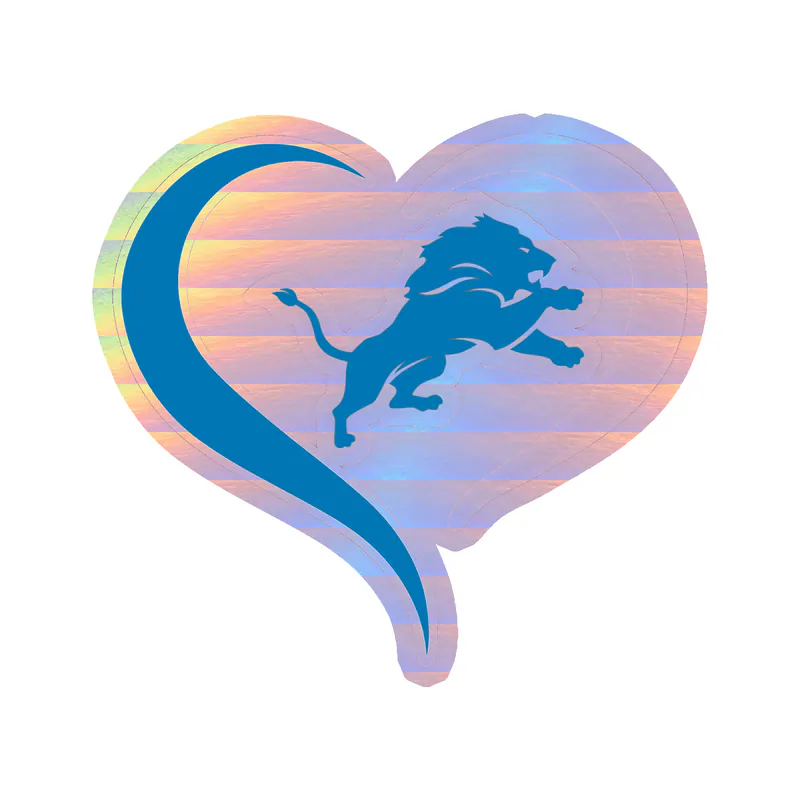 Detroit Lions - Heart - Holographic Vinyl Sticker - Custom Size