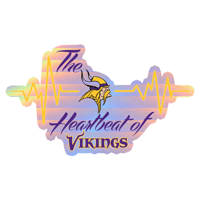 Minnesota Vikings - The Heartbeat Of Vikings - Holographic Vinyl Sticker - Custom Size