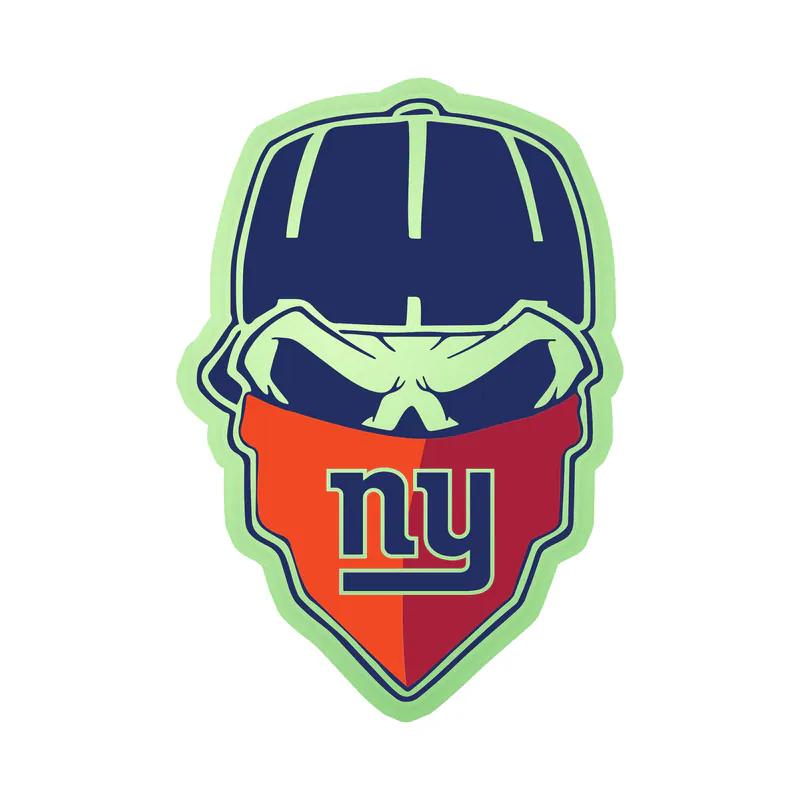 New York Giants - Skull With Cap - Glow in the Dark Vinyl Sticker - Custom Size