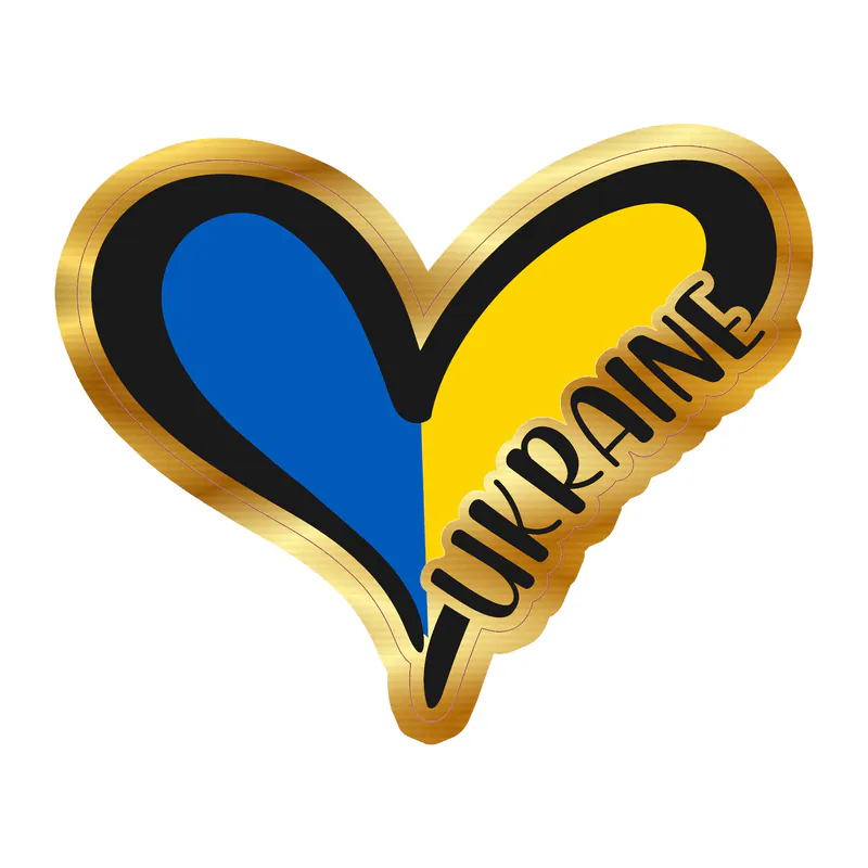 Ukraine Gold Chrome Vinyl Decal - custom size