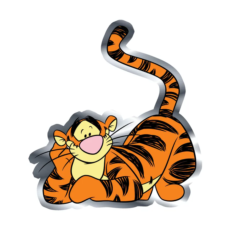 Winnie The Pooh - Tigger - Silver Chrome Vinyl Sticker - Custom Size