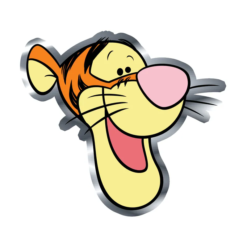 Winnie The Pooh - Tigger - Silver Chrome Vinyl Sticker - Custom Size
