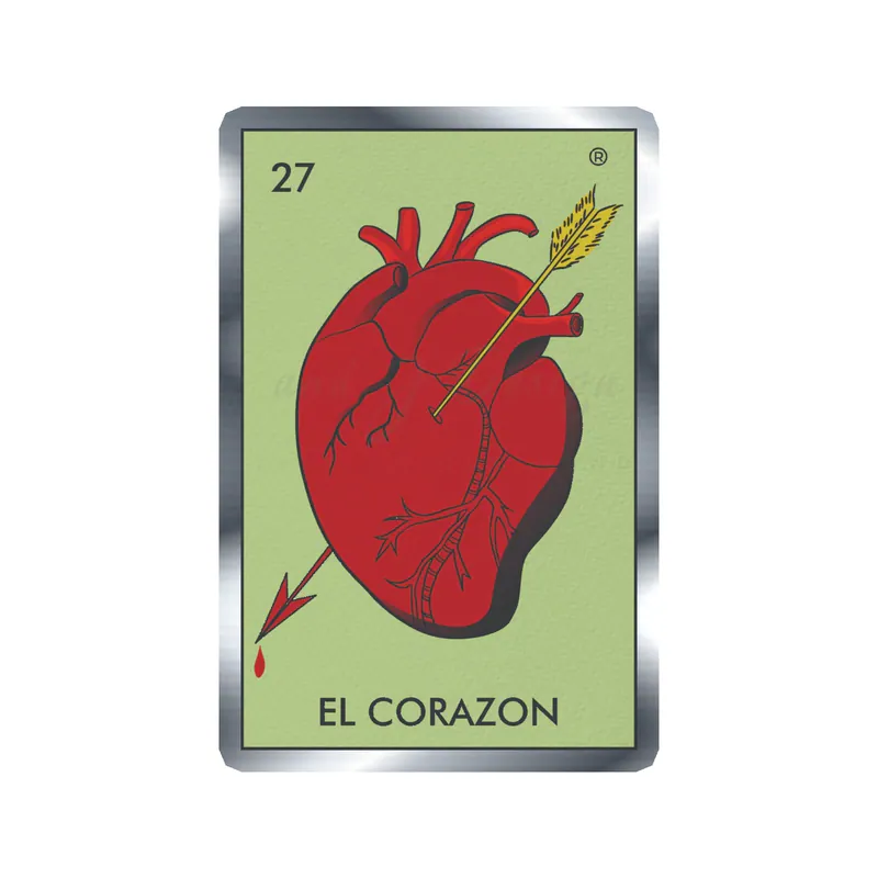 Loteria – El Corazon – Silver Chrome Vinyl Decal – Custom Size