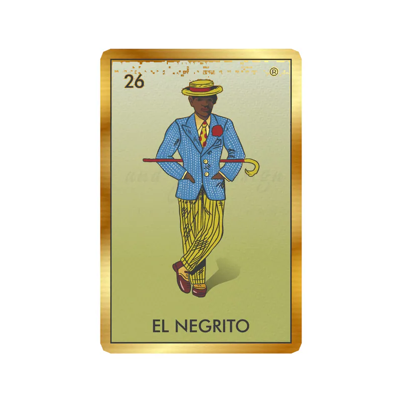 Loteria – El Negrito – Gold Chrome Vinyl Decal – Custom Size
