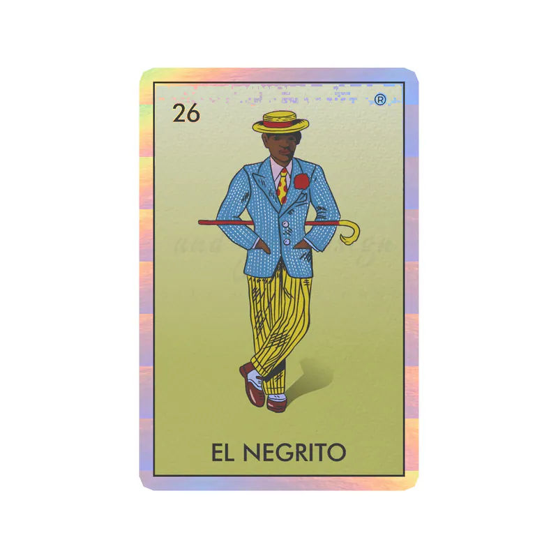Loteria – El Negrito – Holographic Vinyl Decal – Custom Size