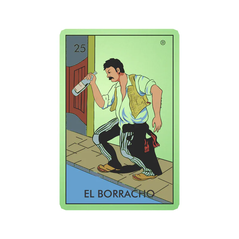 Loteria – El Borracho – Glow in the Dark Vinyl Decal – Custom Size