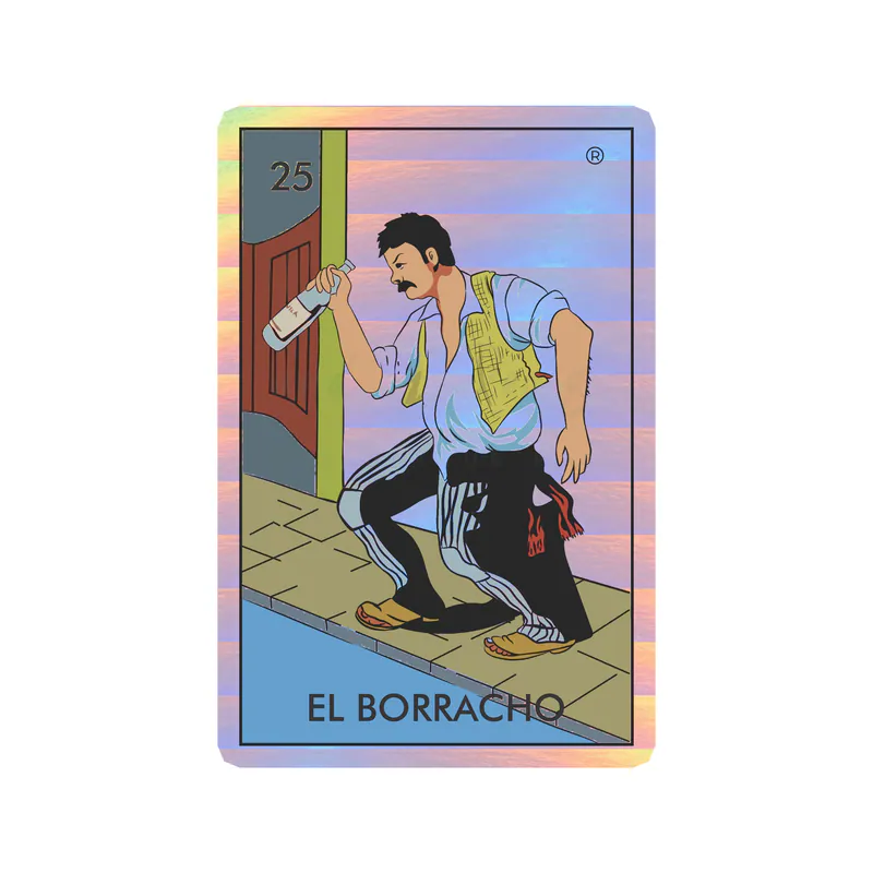 Loteria – El Borracho – Holographic Vinyl Decal – Custom Size