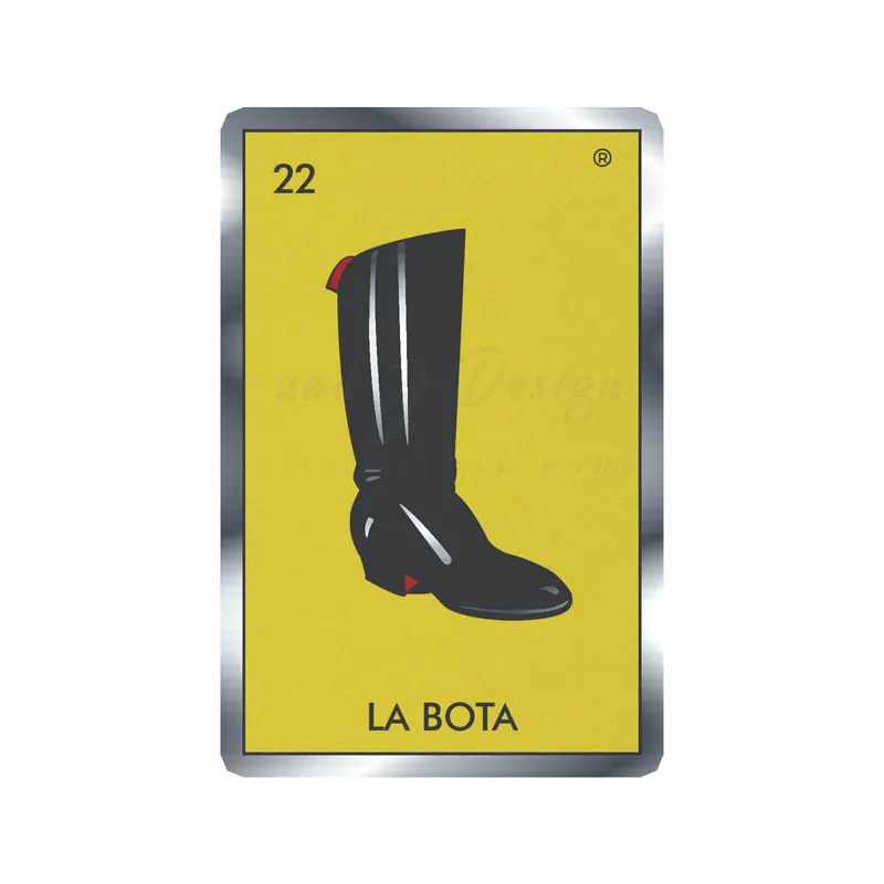 Loteria – La Bota – Silver Chrome Vinyl Decal – Custom Size