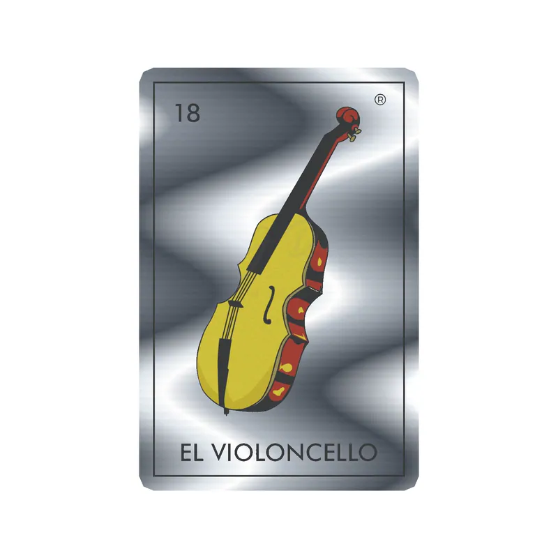 Loteria – El Violoncello – Silver Chrome Vinyl Decal – Custom Size