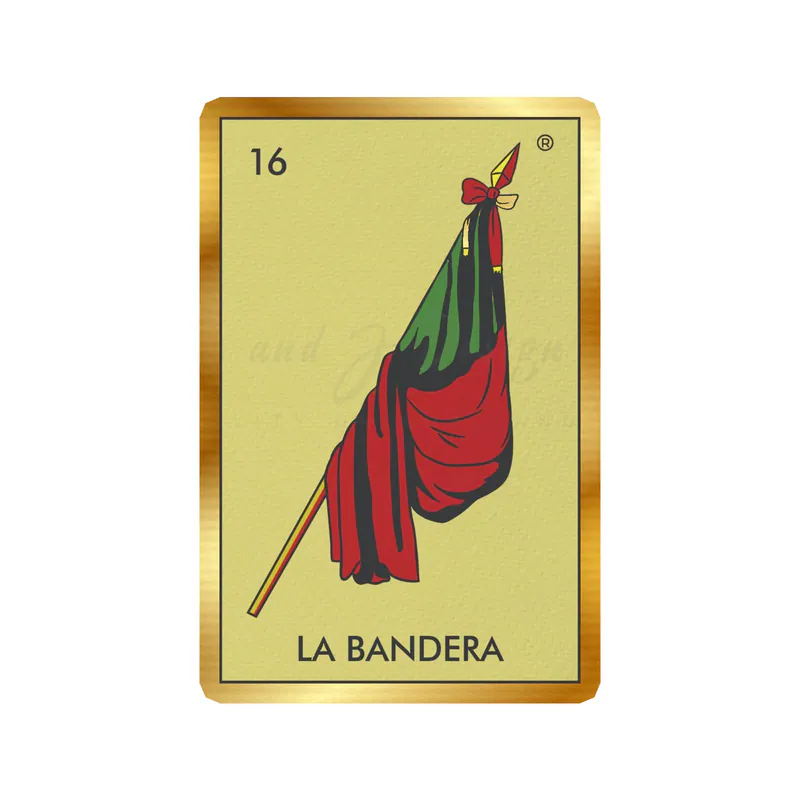 Loteria – La Bandera – Gold Chrome Vinyl Decal – Custom Size