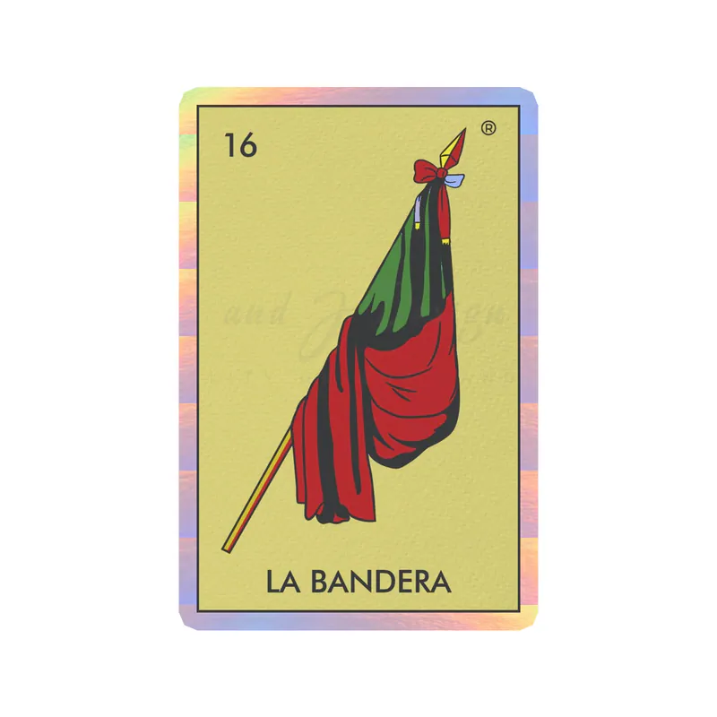 Loteria – La Bandera – Holographic Vinyl Decal – Custom Size