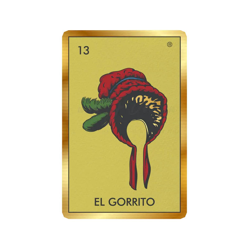 Loteria – El Gorrito – Gold Chrome Vinyl Decal – Custom Size
